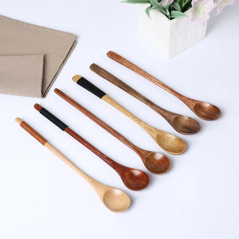 Small Wooden Spoon Children's Stirring Spoon Honey Long Handled Soup Spoon