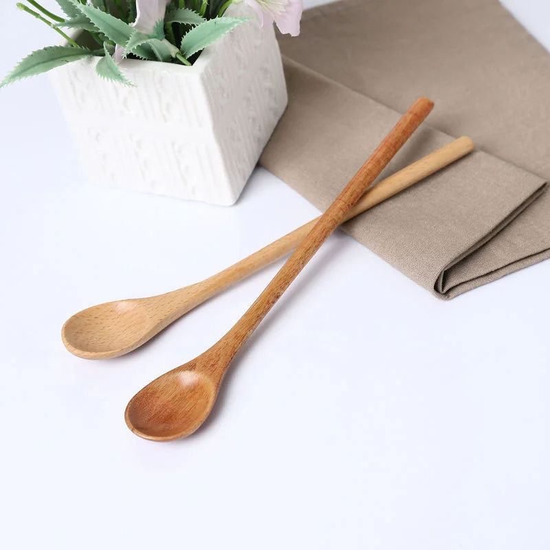 Small Wooden Spoon Children's Stirring Spoon Honey Long Handled Soup Spoon