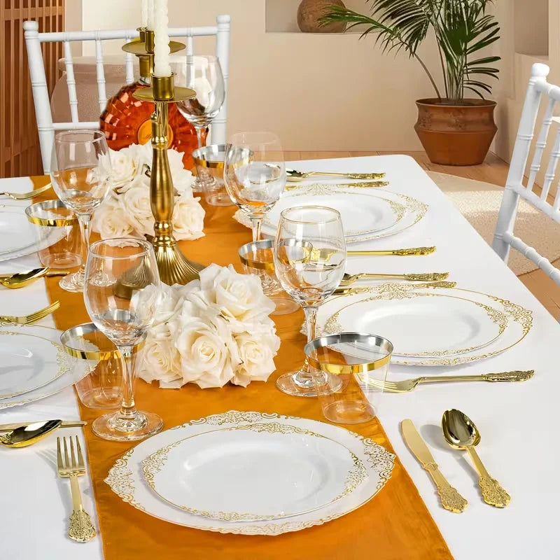 White With Gold Dinnerware Set