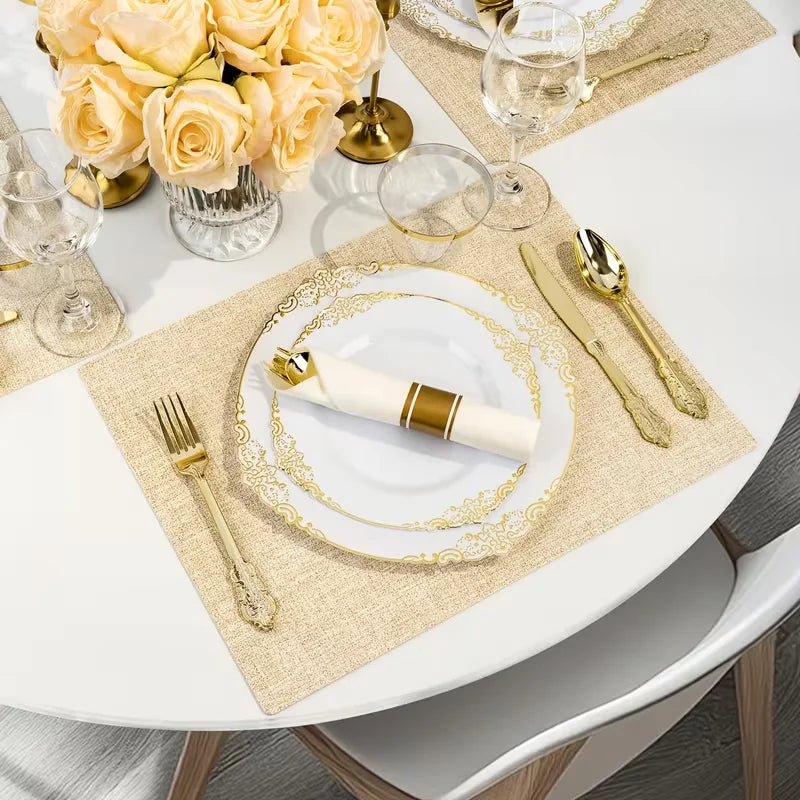 White With Gold Dinnerware Set