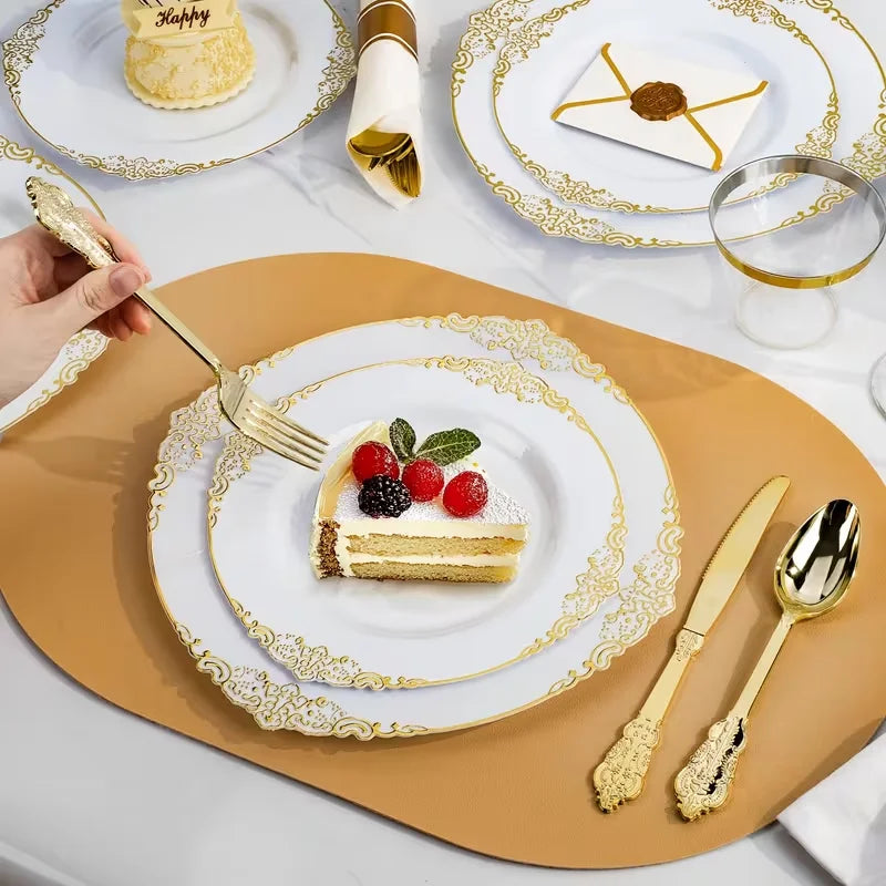 White With Gold Dinnerware Set