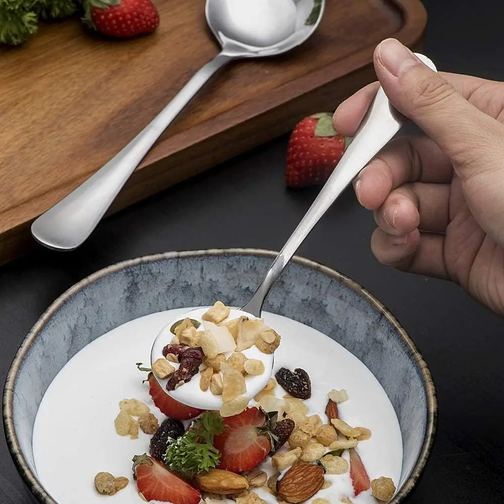 Soup Spoons. Premium Stainless Steel Spoons Heavy-Weight Round Spoon Flatware Set