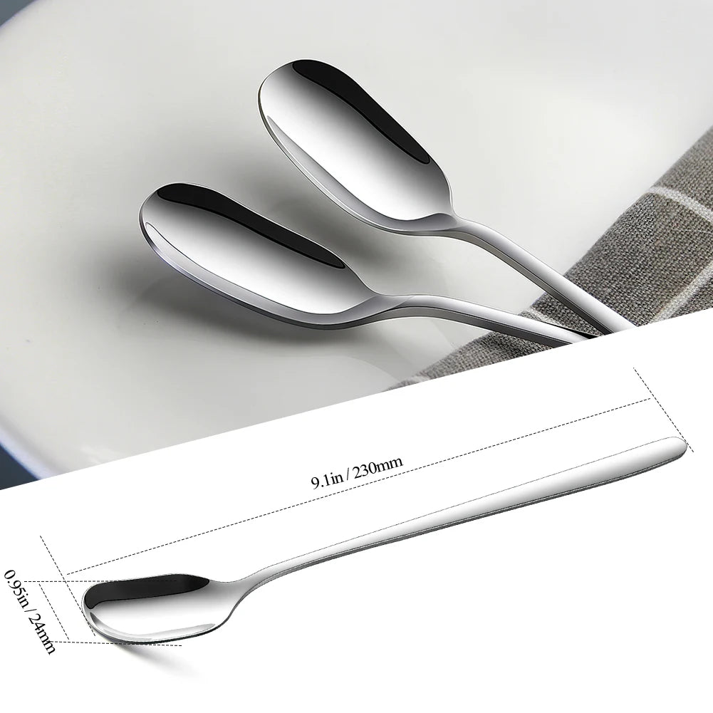 Stainless Steel Iced Teaspoon with Long Handle.Silver Tea Coffee