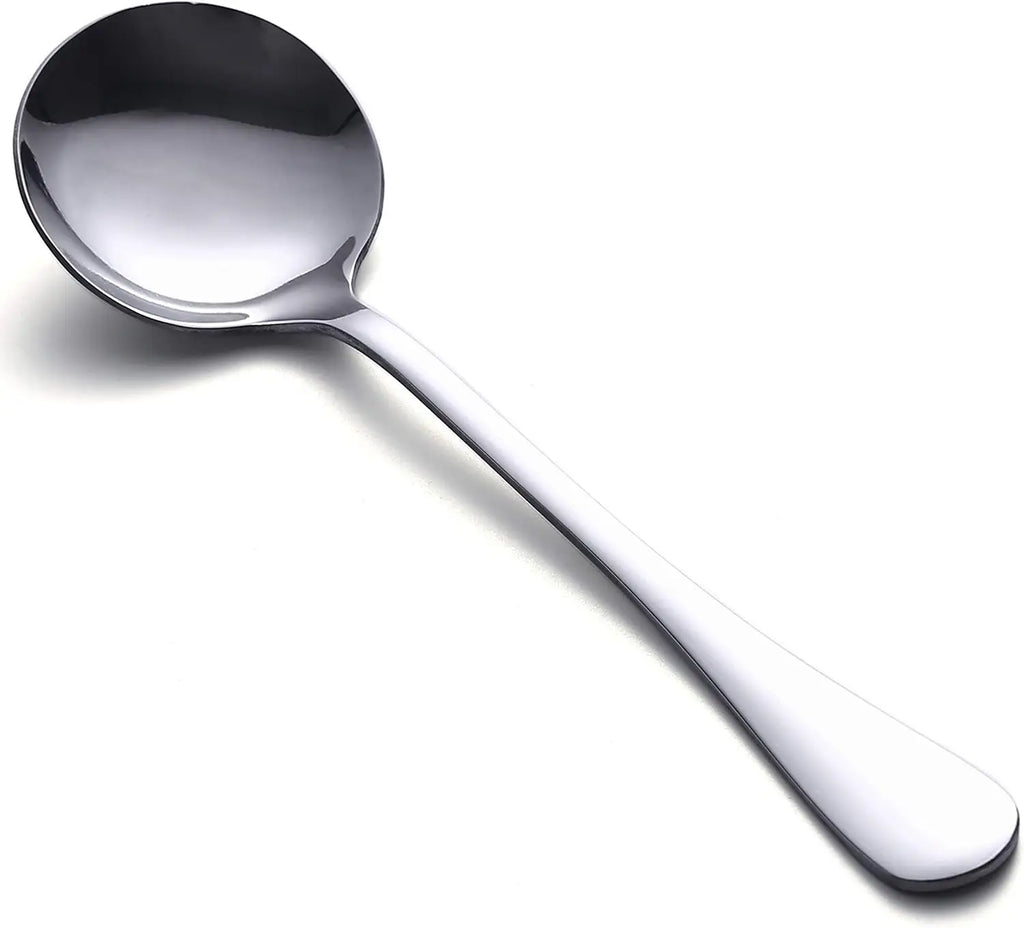 Soup Spoons. Premium Stainless Steel Spoons Heavy-Weight Round Spoon Flatware Set